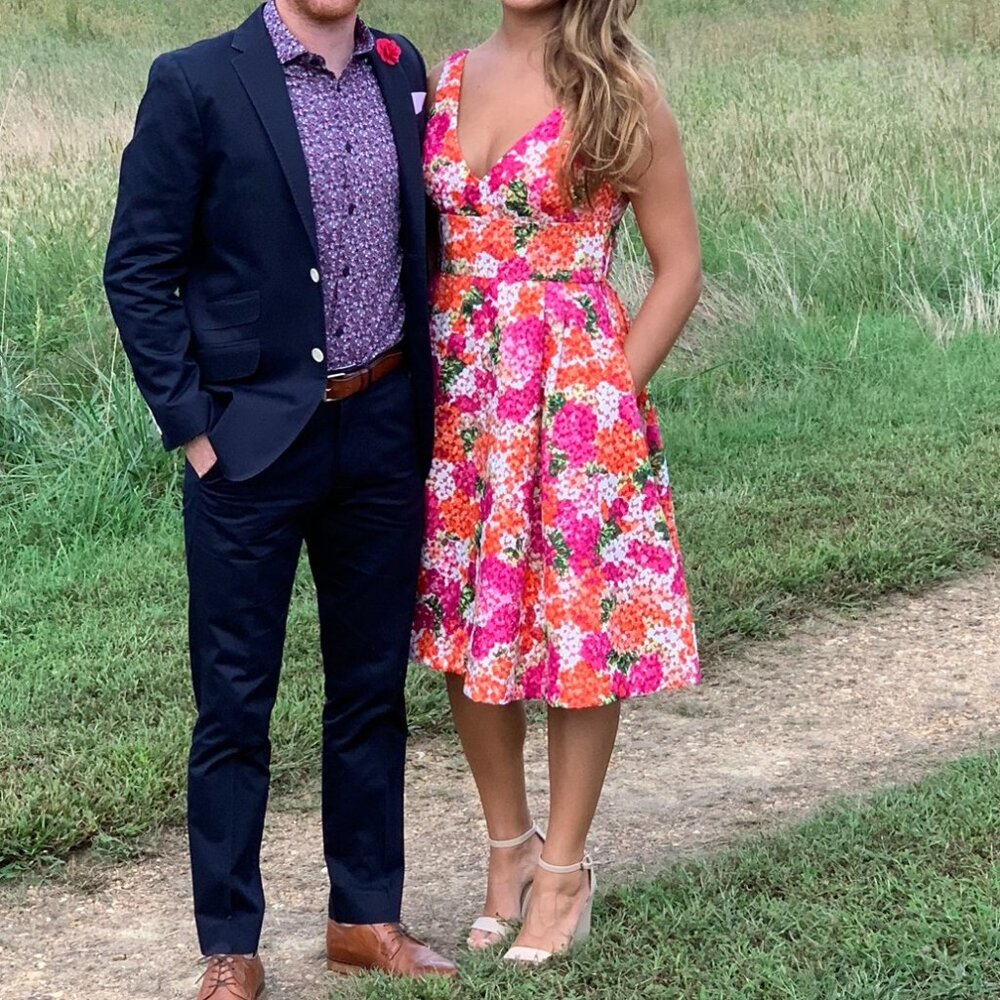 Monique Lhuillier Riona Floral Midi Dress